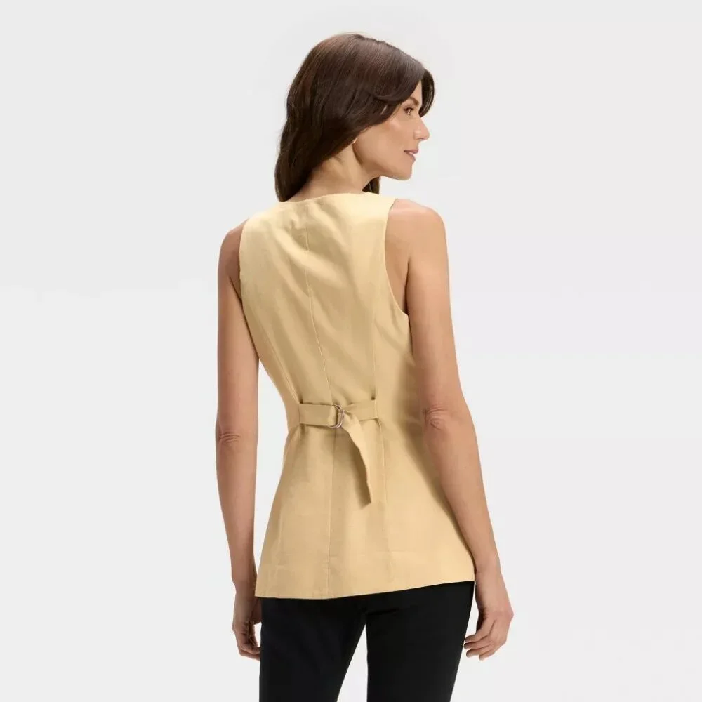 NWT Women's Linen Blend Vest - A New Day™ Sz L - Picture 3 of 3